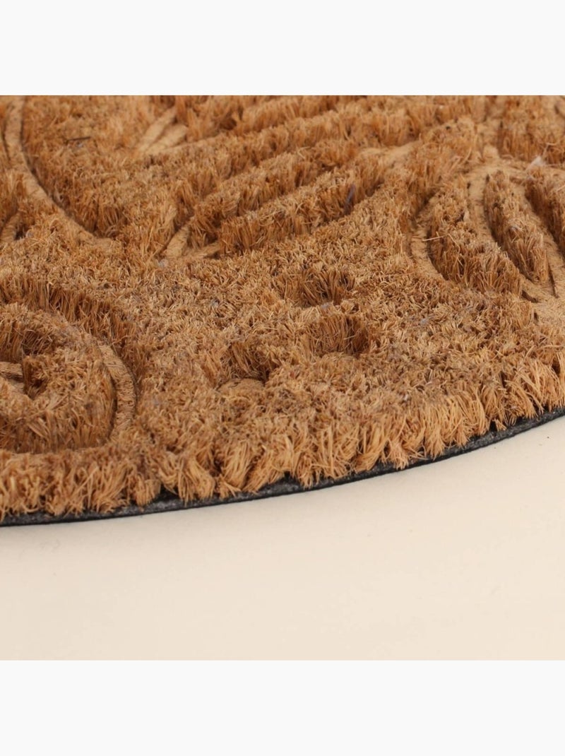 Paillasson coco demi lune embossé floral 40x60cm Marron - Kiabi