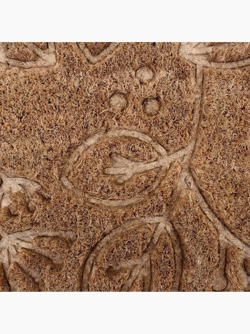 Paillasson coco demi lune embossé floral 40x60cm Marron - Kiabi