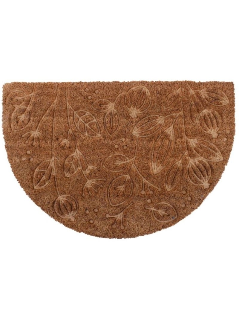 Paillasson coco demi lune embossé floral 40x60cm Marron - Kiabi