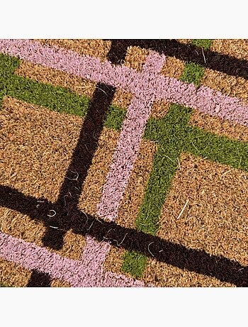 Paillasson coco imprimé carreaux écossais 40x60cm