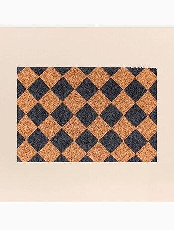 Paillasson coco imprimé damiers 40x60cm