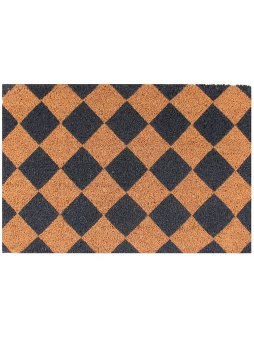 Paillasson coco imprimé damiers 40x60cm - Kiabi