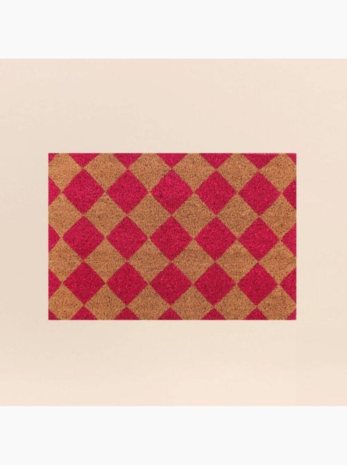 Paillasson coco imprimé damiers 40x60cm - Kiabi