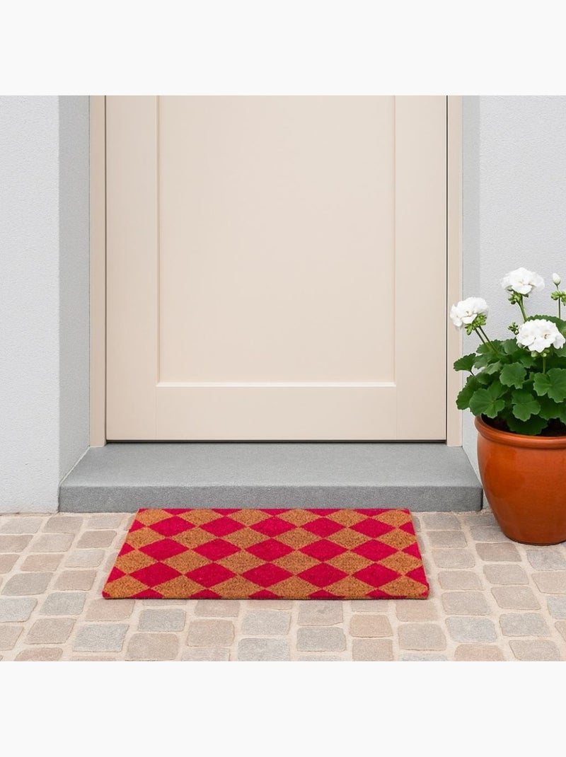 Paillasson coco imprimé damiers 40x60cm Rose - Kiabi