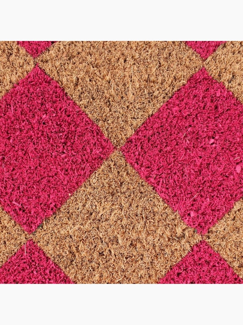 Paillasson coco imprimé damiers 40x60cm Rose - Kiabi