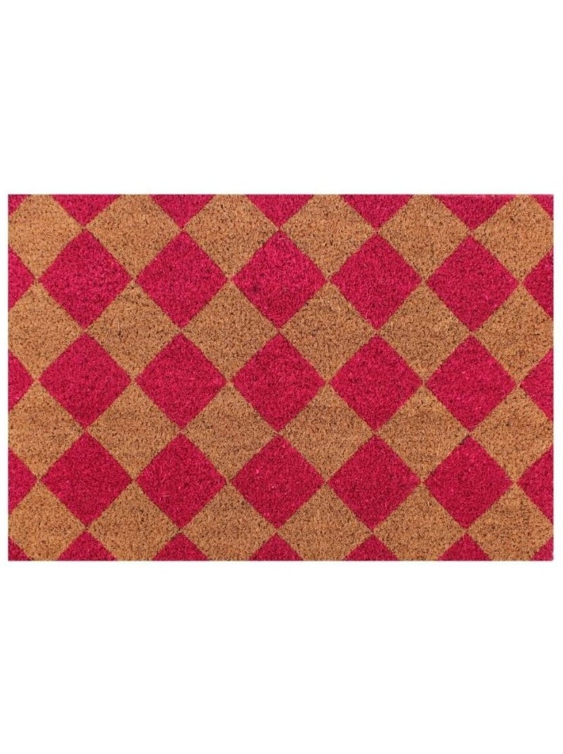 Paillasson coco imprimé damiers 40x60cm Rose - Kiabi