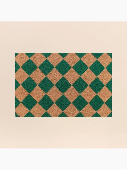 Paillasson coco imprimé damiers 40x60cm - Kiabi