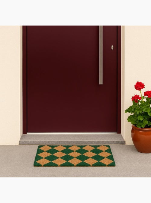 Paillasson coco imprimé damiers 40x60cm - Kiabi