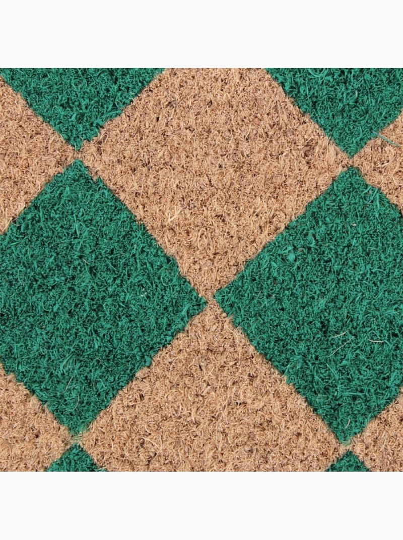 Paillasson coco imprimé damiers 40x60cm Vert - Kiabi