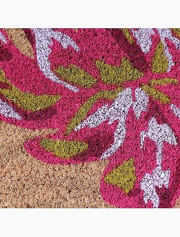 Paillasson coco imprimé floral rose 50x80cm