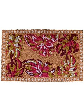 Paillasson coco imprimé floral rose 50x80cm