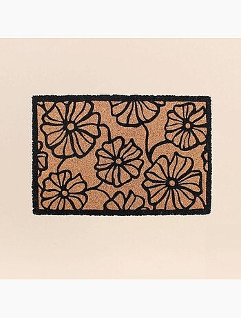 Paillasson coco imprimé grandes fleurs 40x60cm