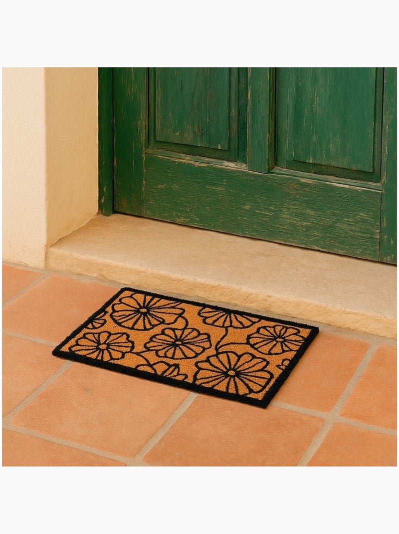 Paillasson coco imprimé grandes fleurs 40x60cm Marron - Kiabi