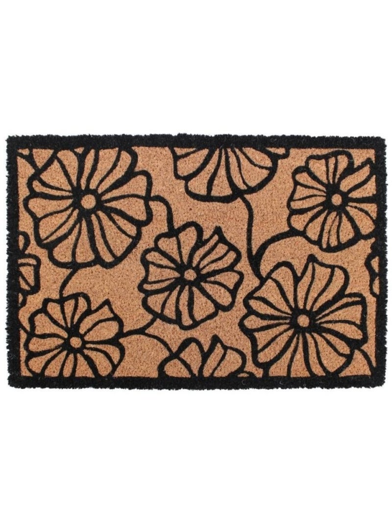 Paillasson coco imprimé grandes fleurs 40x60cm Marron - Kiabi
