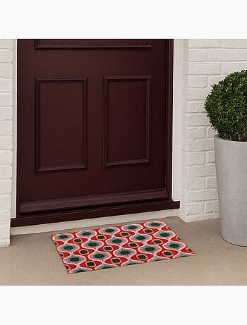 Paillasson coco motifs géométriques rouges 40x60cm