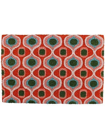 Paillasson coco motifs géométriques rouges 40x60cm