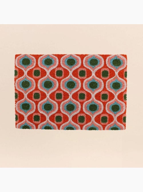 Paillasson coco motifs géométriques rouges 40x60cm - Kiabi