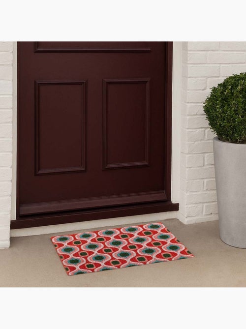 Paillasson coco motifs géométriques rouges 40x60cm - Kiabi