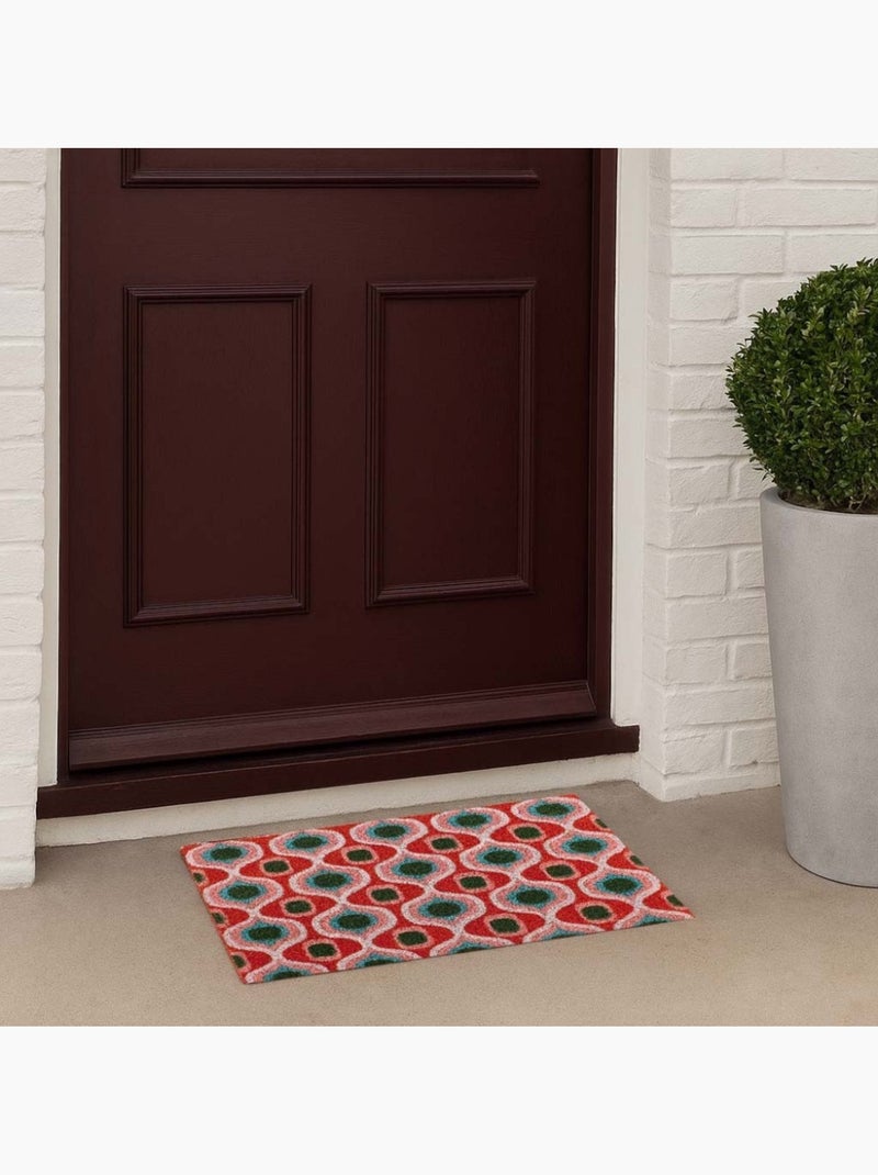 Paillasson coco motifs géométriques rouges 40x60cm Rouge - Kiabi