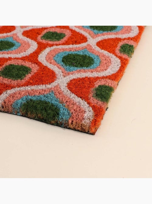 Paillasson coco motifs géométriques rouges 40x60cm - Kiabi