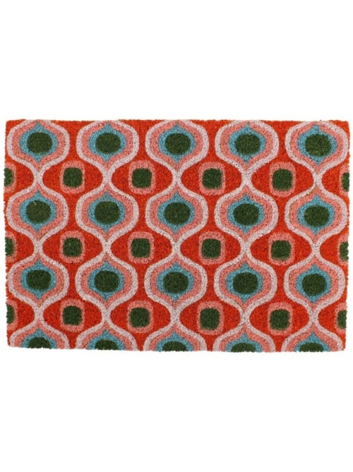 Paillasson coco motifs géométriques rouges 40x60cm - Kiabi