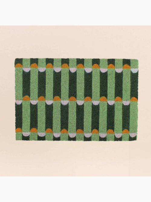 Paillasson coco motifs géométriques verts 40x60cm - Kiabi