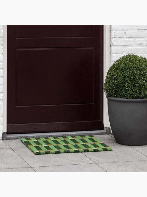Paillasson coco motifs géométriques verts 40x60cm - Kiabi
