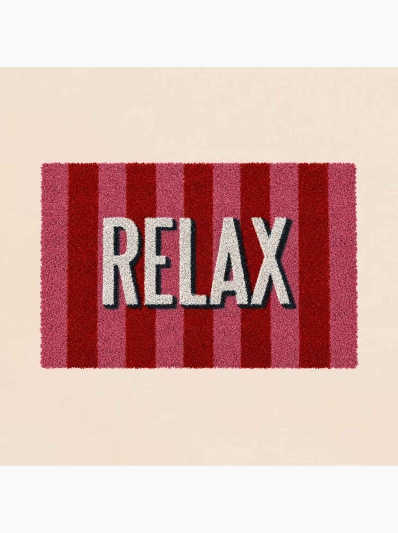Paillasson coco rayé imprimé relax 40x60cm Rose - Kiabi