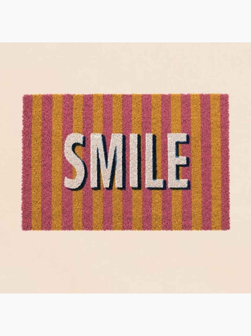 Paillasson coco rayé rose imprimé smile 40x60cm Rose - Kiabi