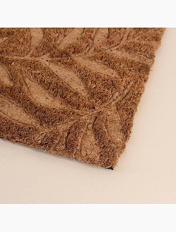 Paillasson de marche coco embossé feuillages 25x75cm