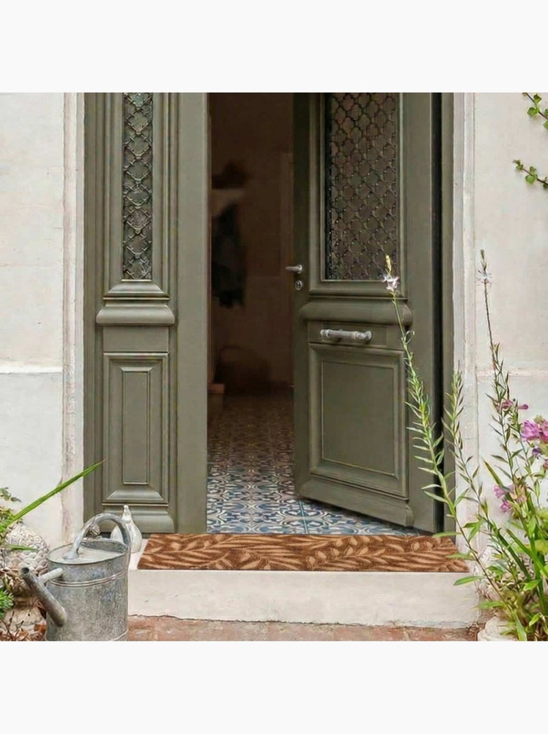 Paillasson de marche coco embossé feuillages 25x75cm Marron - Kiabi