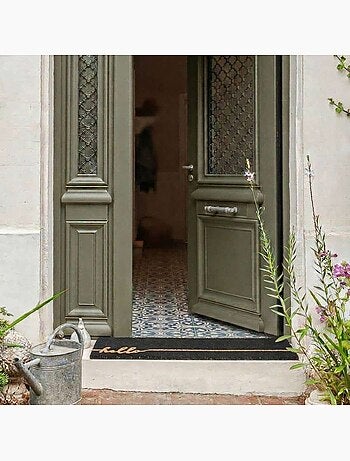 Paillasson de marche imprimé hello en coco 25x75cm