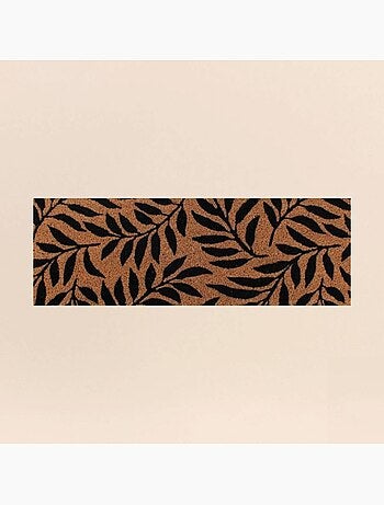 Paillasson de marche motifs feuillages en coco 25x75cm