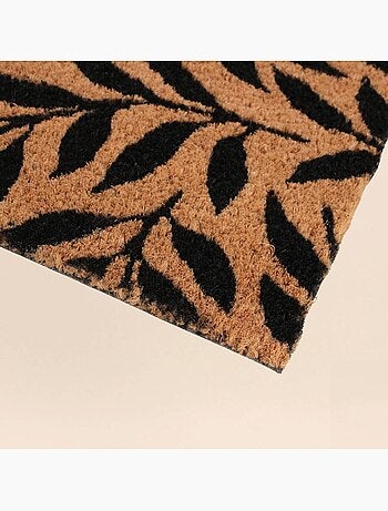 Paillasson de marche motifs feuillages en coco 25x75cm