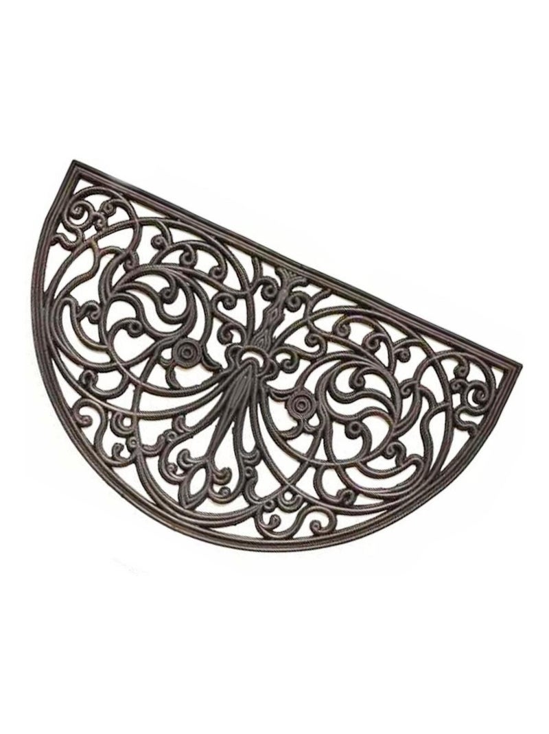 Paillasson D'extérieur Demi-lune En Caoutchouc - 75 X 45 Cm Noir - Kiabi
