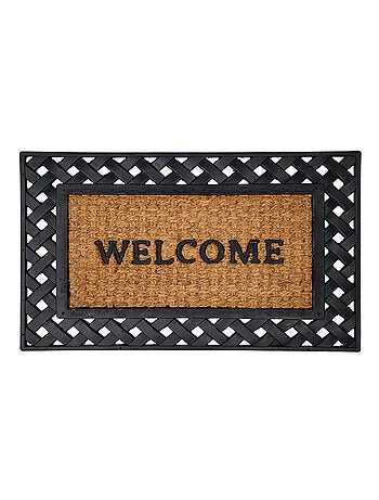 Paillasson en coco et caoutchouc avec inscription Welcome
