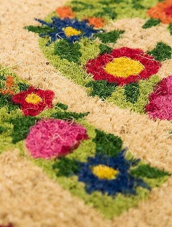 Paillasson en fibres de coco fleurs