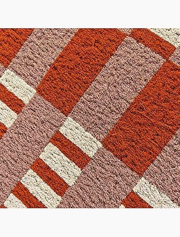 Paillasson festonné imprimé orange, rose 45x75cm