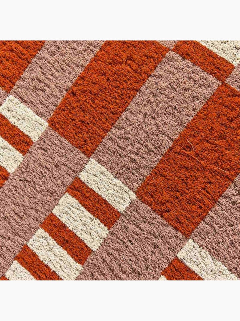 Paillasson festonné imprimé orange, rose 45x75cm Orange - Kiabi