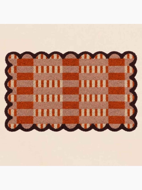 Paillasson festonné imprimé orange, rose 45x75cm - Kiabi