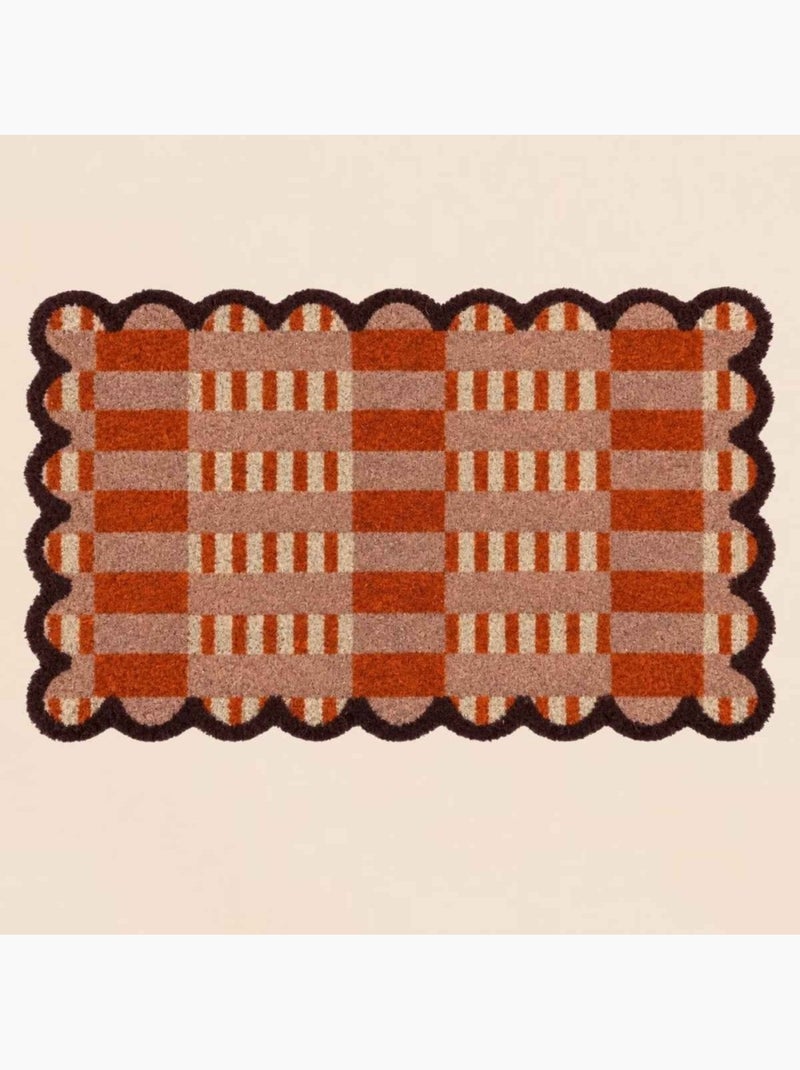Paillasson festonné imprimé orange, rose 45x75cm Orange - Kiabi