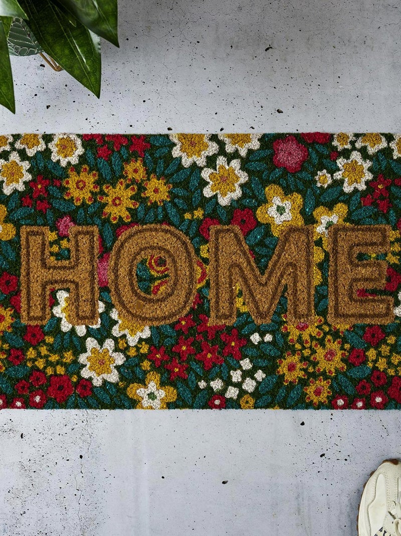 Paillasson fibre de coco JOYE Fleurs Multicolore - Kiabi