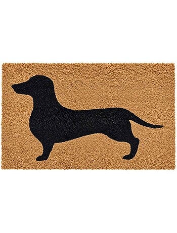 Paillasson forme teckel noir en fibres de coco 45x75cm