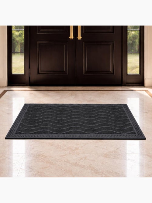 Paillasson géométrique en vagues, kilim tissé naturel, vague p - Kiabi