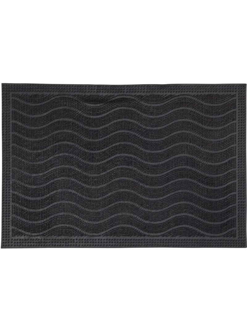 Paillasson géométrique en vagues, kilim tissé naturel, vague p Gris - Kiabi