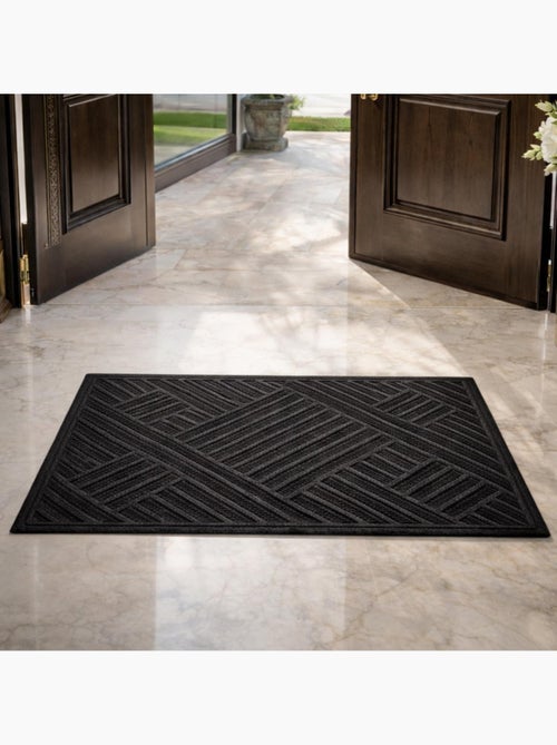 Paillasson géométrique, tissé kilim, graphique et épuré, brume - Kiabi