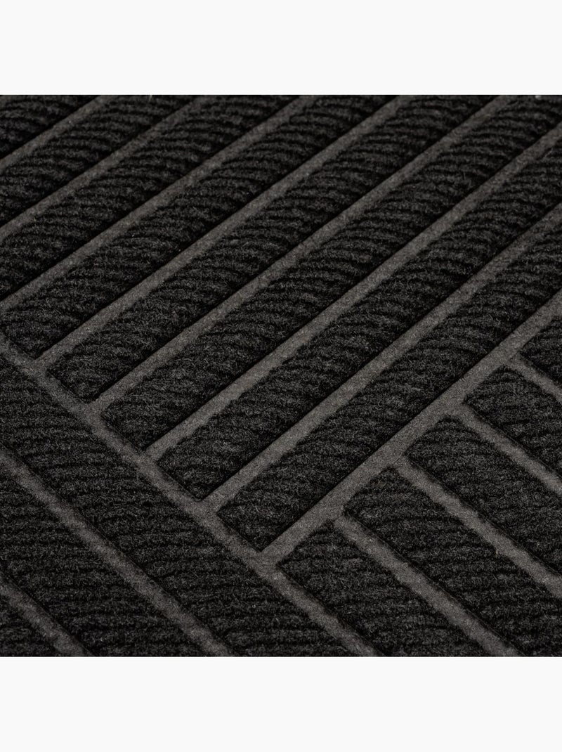 Paillasson géométrique, tissé kilim, graphique et épuré, brume Noir - Kiabi