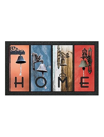 Paillasson HOME - Motif Cloches Vintage - Multicolore - Antidérapant - 40 x 68 cm