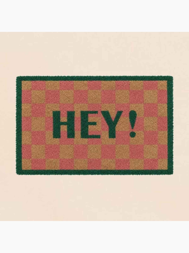 Paillasson imprimé damiers orange et vert hey 40x60cm Vert - Kiabi