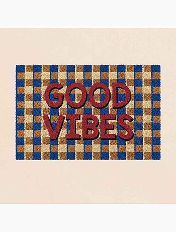 Paillasson imprimé good vibes motifs géométriques 40x60cm